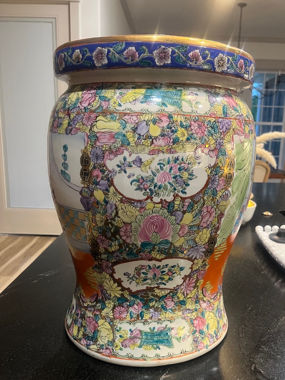 Rose Medallion Chinoiserie Garden Stool